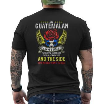 Vintage Patriotic Proud Guatemalan Skull Guatemala Flag Wing Mens Back Print T-shirt | Mazezy CA