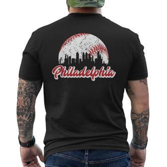Vintage Philadelphia Skyline Retro Philly Cityscape Men's T-shirt Back Print - Monsterry CA