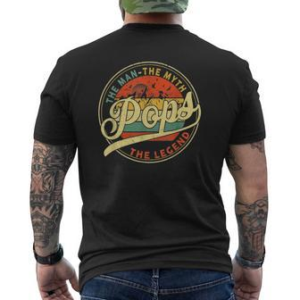 Vintage Pops Man Myth Legend Daddy Grandpa Ideas Family Mens Back Print T-shirt | Mazezy
