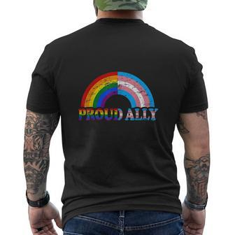 Vintage Proud Ally Flag Rainbow Lgbt Transgender Pride Month Shirt Mens Back Print T-shirt - Seseable