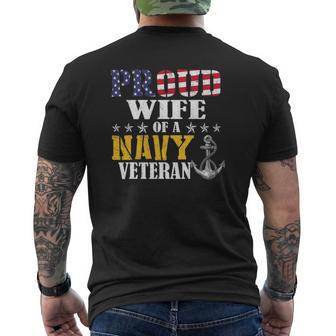 Vintage Proud Wife Of A Navy For Veteran Mens Back Print T-shirt | Mazezy UK