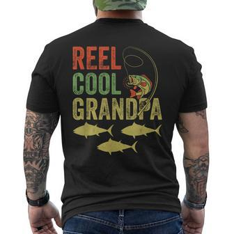 Vintage Reel Cool Grandpa Father's Day Grandfather Fishing Men's T-shirt Back Print - Seseable