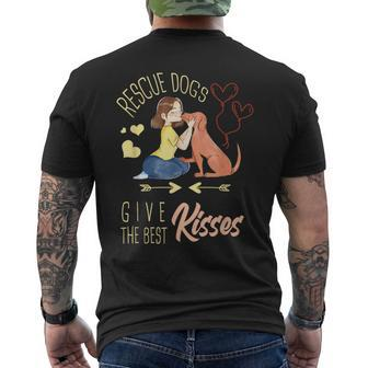Vintage Rescue Dogs Give The Best Kisses Adopted Dog Lovers Men's T-shirt Back Print - Monsterry