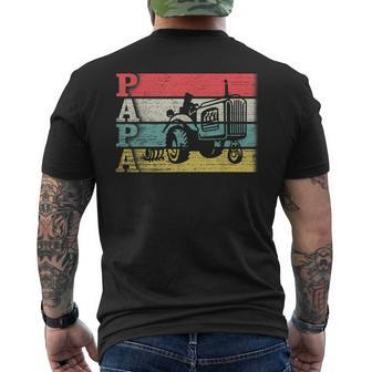 Vintage Retro Farm Farmer Tractor Papa Silhouette Distressed Mens Back Print T-shirt | Mazezy DE
