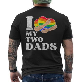 Vintage Retro I Love My Two Dads Gay Lgbtq Pride Month Men's T-shirt Back Print - Seseable