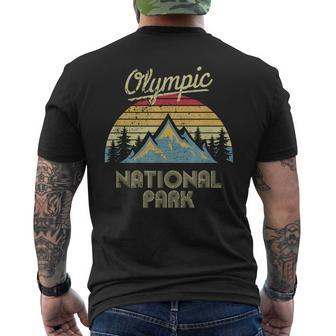 Vintage Retro Olympic National Park Mountain T Men's T-shirt Back Print - Monsterry CA