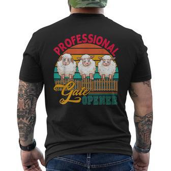 Vintage Retro Professional Gate Opener Three Sheep Farmer Men's T-shirt Back Print - Monsterry UK