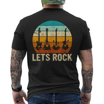 Vintage Retro Lets Rock Rock And Roll Guitar Music Men's T-shirt Back Print - Seseable