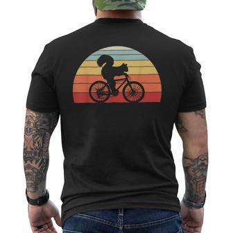 Vintage Retro Squirrel Riding A Bicycle Bike Squirrel Men's T-shirt Back Print - Monsterry