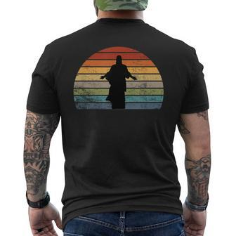 Vintage Retro Sunset Jesus Silhouette Men's T-shirt Back Print - Monsterry