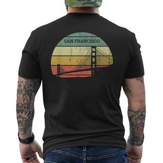 Vintage Retro Sunset San Francisco Golden Gate Bridge Men's T-shirt Back Print - Monsterry