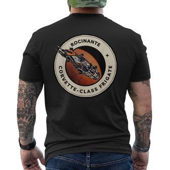 Vintage Rocinante Class Frigate Black Science Fiction Retro Men's T-shirt Back Print - Monsterry