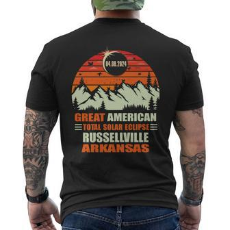 Vintage Russellville Arkansas Total Solar Eclipse 2024 Men's T-shirt Back Print - Monsterry UK