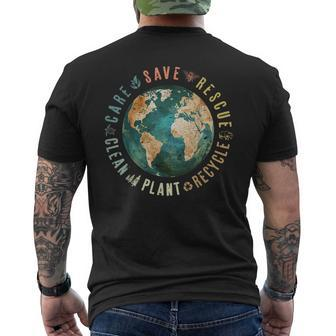 Vintage Save Bees Rescue Animals Recycle Plastic Earth Day Men's T-shirt Back Print | Mazezy