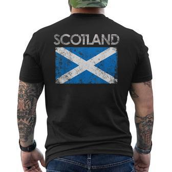 Vintage Scotland Uk Scottish Flag Pride Men's T-shirt Back Print - Monsterry