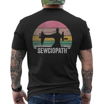 Vintage Sewciopath Sewing Lover Quilter Sewing Machine Men's T-shirt Back Print - Seseable