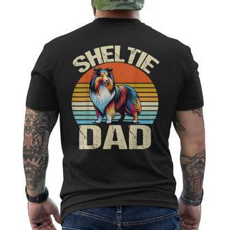 Vintage Sheltie Dog Dad Sheltie Dog Lover Daddy Father's Day Men's T-shirt Back Print - Thegiftio UK