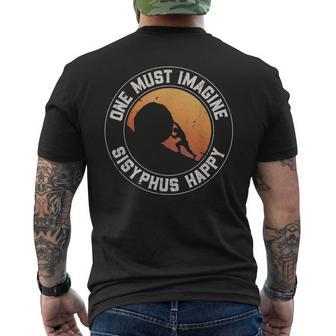 Vintage Sisyphus Is Happy Quote The Myth Of Sisyphus Men's T-shirt Back Print - Monsterry CA