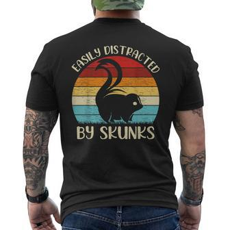 Vintage Skunk Animal Lover Easily Distracted By Skunks Men's T-shirt Back Print - Monsterry DE
