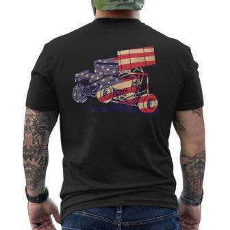 Vintage Sprint Car American Flag Racer Racing Men Men's T-shirt Back Print - Monsterry DE