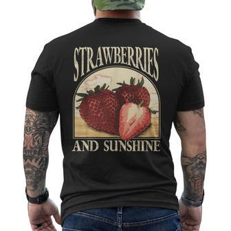 Vintage Strawberry Vegetarian Fruit Strawberries Vegan Men's T-shirt Back Print - Monsterry AU