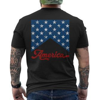 Vintage Style American Flag Independence Day 4Th Of July Men's T-shirt Back Print - Monsterry