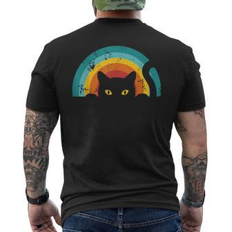 Vintage Style Cat Retro Distressed Cat Men's T-shirt Back Print - Monsterry