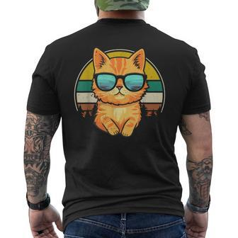 Vintage Style Orange Tabby Cat Friendly Wearing Sunglasses Men's T-shirt Back Print | Mazezy