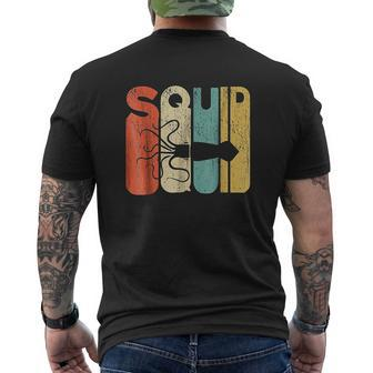 Vintage Style Squid Silhouette Mens Back Print T-shirt - Seseable
