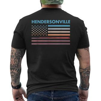 Vintage Sunset American Flag Hendersonville North Carolina Men's T-shirt Back Print | Mazezy