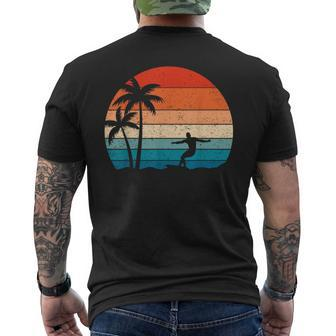 Vintage Sunset Palm Surfer Retro Surfing Beach Surf Men's T-shirt Back Print - Seseable