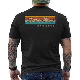 Vintage Sunset Stripes Anderson Island Washington Men's T-shirt Back Print - Monsterry AU