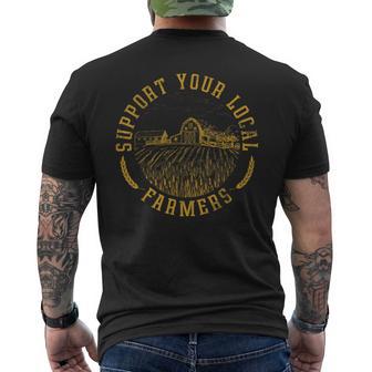 Vintage Support Your Local Farmers Farming Farm Farmer Men's T-shirt Back Print - Monsterry