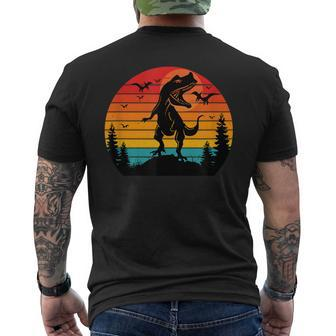 Vintage T-Rex Dinosaurier März Retro Sonnenuntergang Dinosaurier T-Shirt mit Rückendruck - Seseable