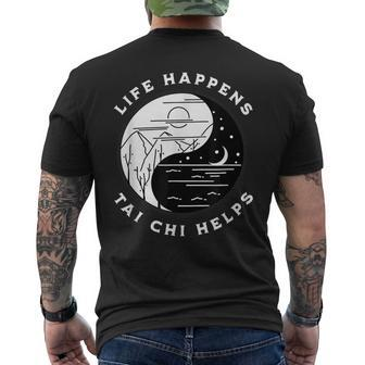 Vintage Tai Chi Life Happens Tai Chi Helps Day Night Men's T-shirt Back Print - Monsterry