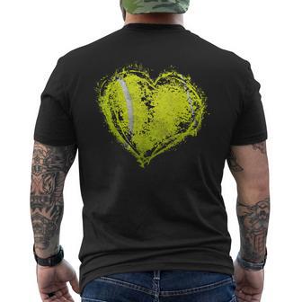 Vintage Tennis Ball Heart Valentines Day Boys Girls Kid Men's T-shirt Back Print - Monsterry