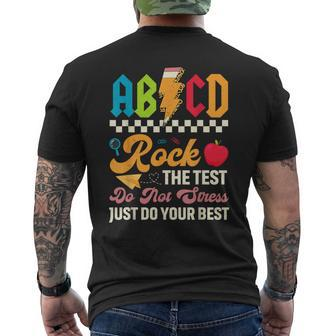 Vintage Testing Abcd Rock The Test Day Teachers Students Men's T-shirt Back Print | Seseable CA