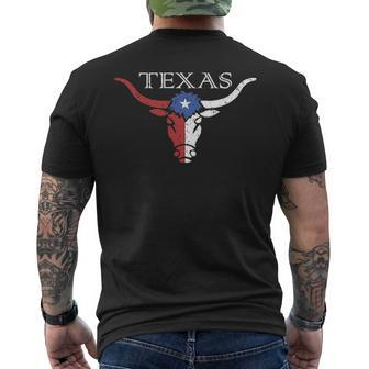 Vintage Texas Longhorn Bull Flag Icon Men's T-shirt Back Print | Mazezy
