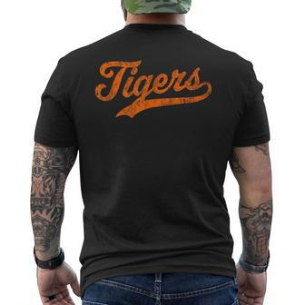 Vintage Tigers Mascot Spirit Tiger Sports Name Tiger Orange Men's T-shirt Back Print - Seseable