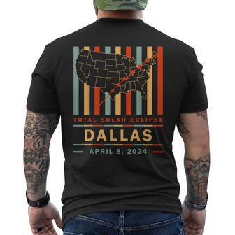 Vintage Total Solar Eclipse 2024 Dallas Men's T-shirt Back Print - Monsterry