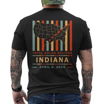 Vintage Total Solar Eclipse 2024 Indiana Men's T-shirt Back Print - Monsterry