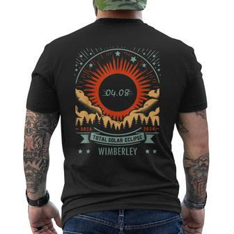Vintage Total Solar Eclipse 2024 Wimberley Men's T-shirt Back Print | Mazezy