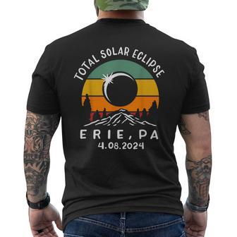 Vintage Total Solar Eclipse Usa Erie Pennsylvania 4082024 Men's T-shirt Back Print - Seseable
