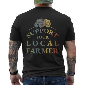 Vintage Tractor Support Your Local Farmer Men's T-shirt Back Print | Mazezy