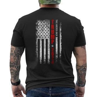 Vintage Trump 2024 Take America Back American Flag Patriotic Men's T-shirt Back Print - Seseable