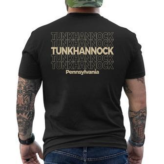 Vintage Tunkhannock Pennsylvania Repeating Text Men's T-shirt Back Print | Mazezy