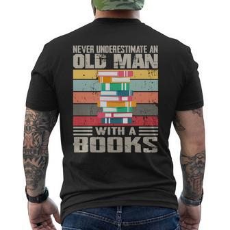 Vintage Never Underestimate An Old Man With Books Lovers Men's T-shirt Back Print - Seseable