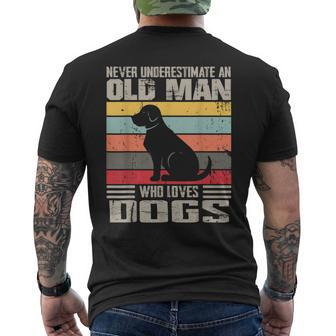 Vintage Never Underestimate An Old Man Who Loves Dogs Cute Men's T-shirt Back Print - Thegiftio UK