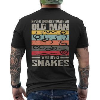 Vintage Never Underestimate An Old Man Who Loves Snakes Cute Men's T-shirt Back Print - Thegiftio UK