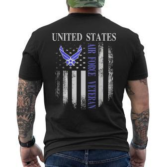 Vintage United States Air Force Veteran With American Flag Men's T-shirt Back Print - Monsterry UK